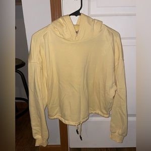 Yellow cinch crop hoodie